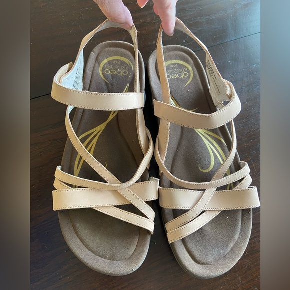 Abeo Comfort Bobbie Sandals Women's Peachy Beige Leather US 8M - Picture 1 of 9
